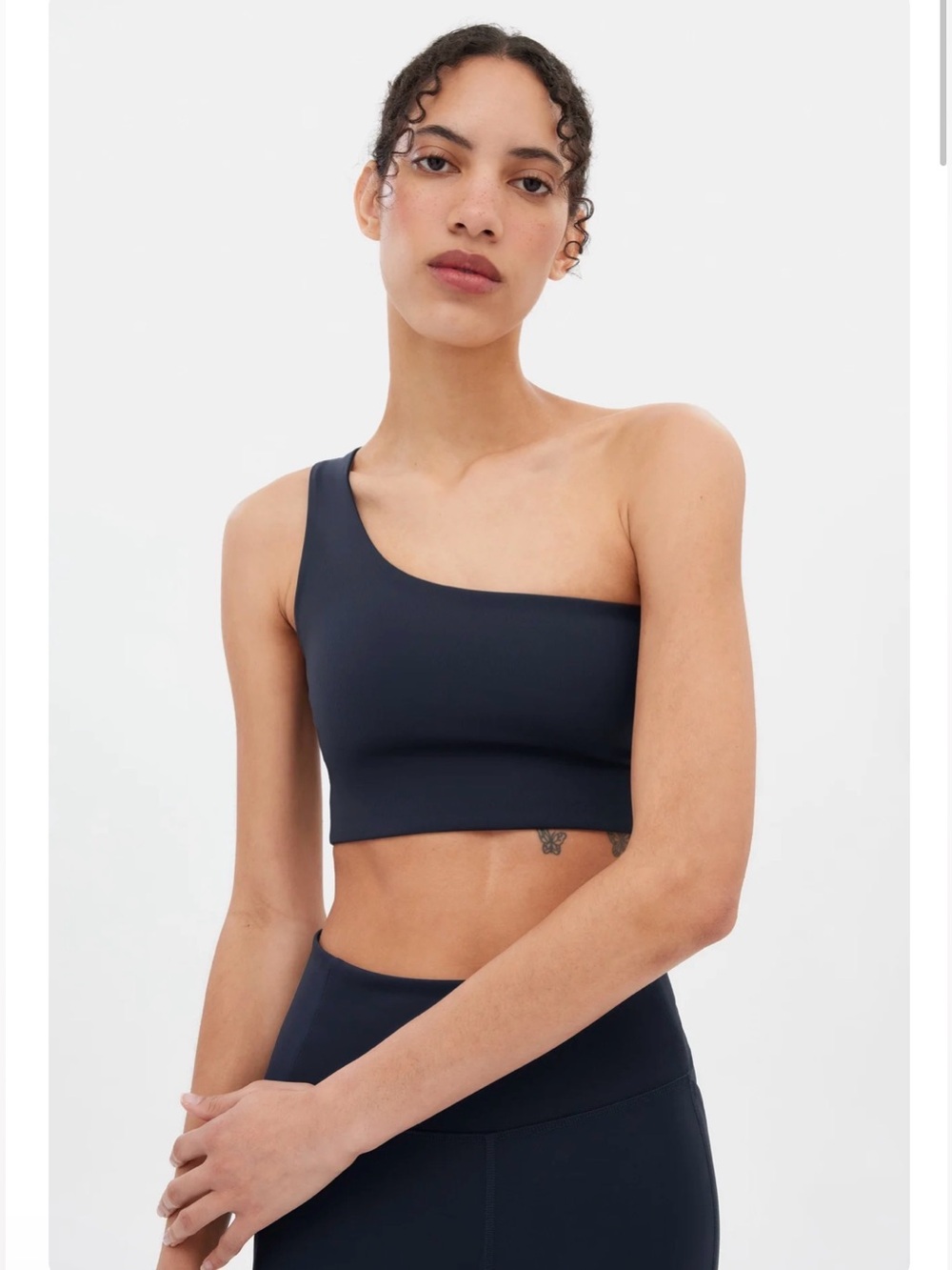 Girlfriend Collective Skyline Bianca One Shoulder Bra in Brown , size M